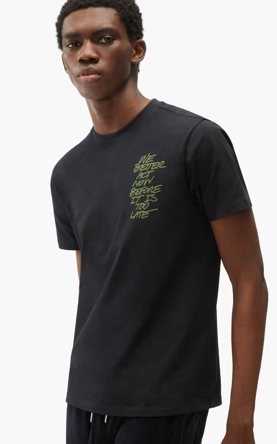 Kenzo We better act now Camisetas Hombre Negras | 8549176-DT